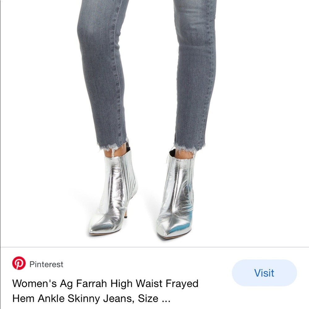 adriano goldshmeid jeans- grey farrah high waisted skinny ankle frayed. - Picture 3 of 8